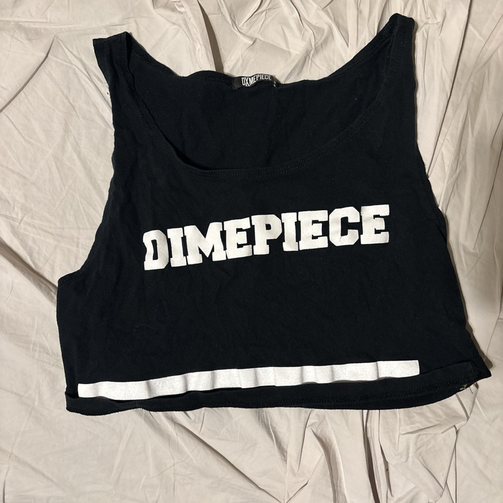 Dimepiece Black Graphic Muscle Tee Crop